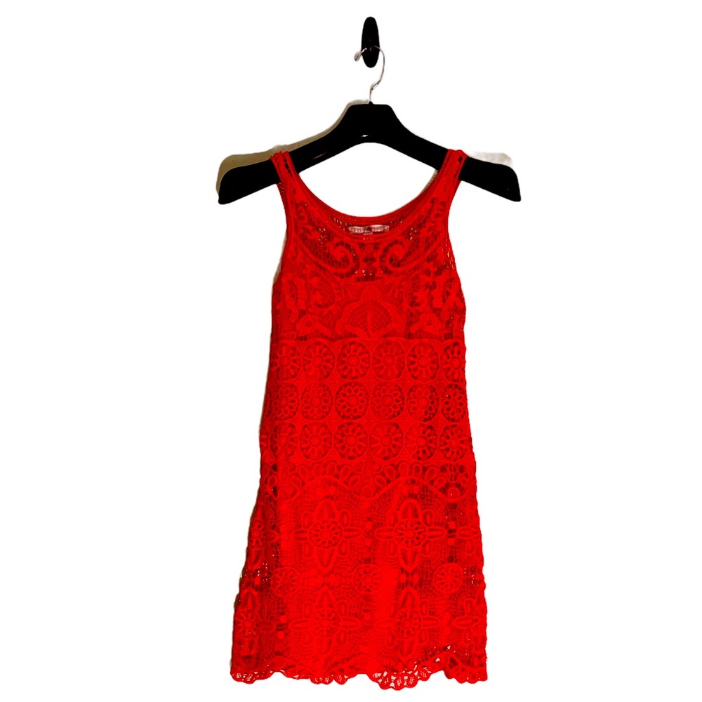 LC Lauren Conrad Lace Sleeveless Orange Dress XS